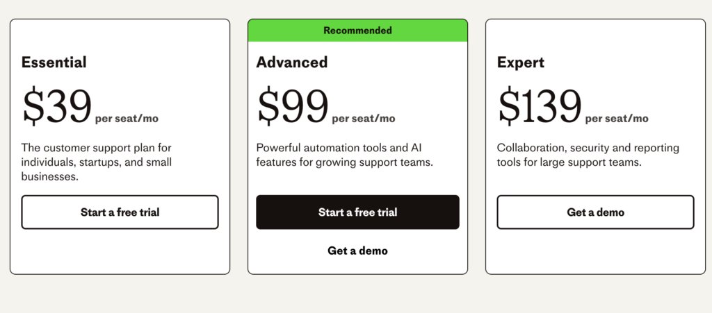 Intercom’s pricing plans