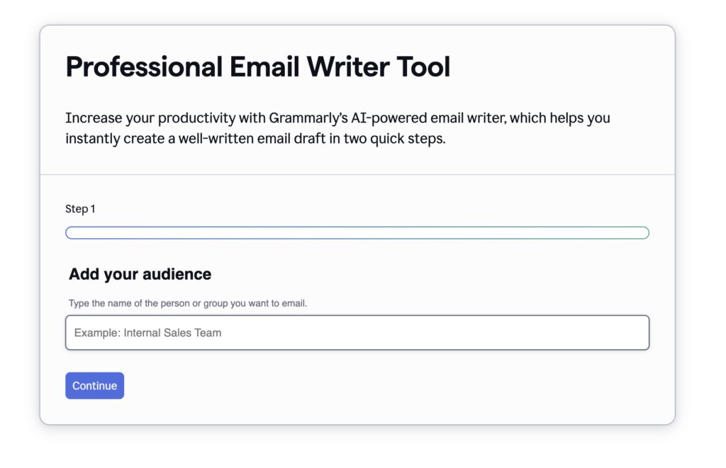 Grammarly’s email writer’s UI