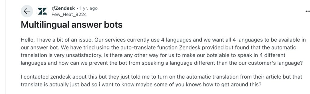 User review of Zendesk’s chatbot