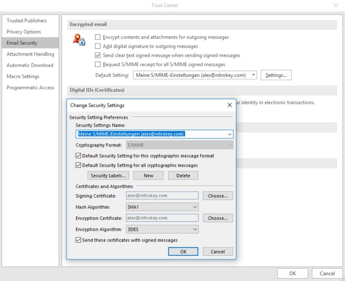 sending a secure message in outlook