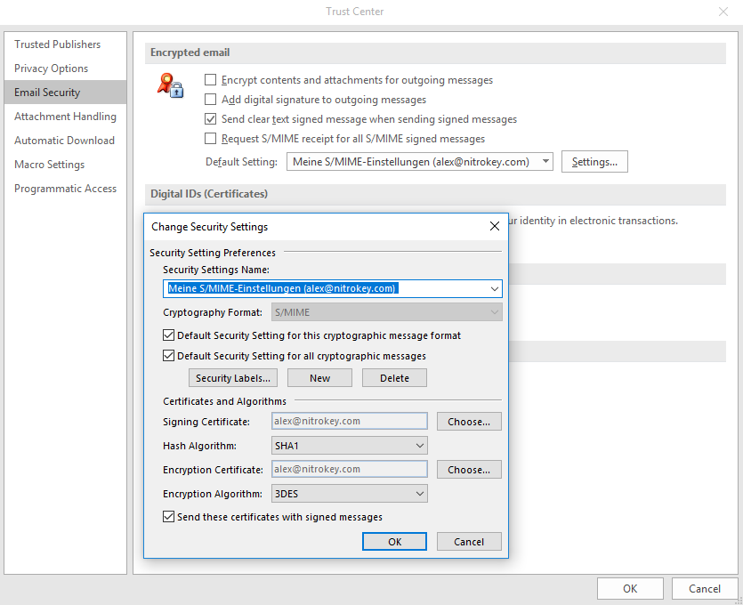 S/MIME Encryption in Outlook