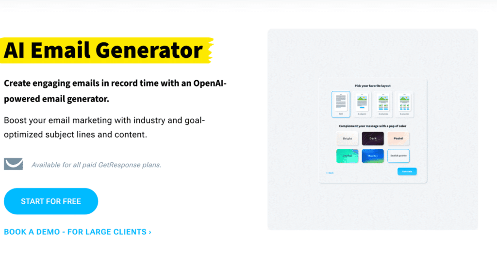 GetResponse AI email generator