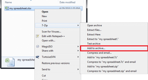 Use 7-Zip to protect attachments 