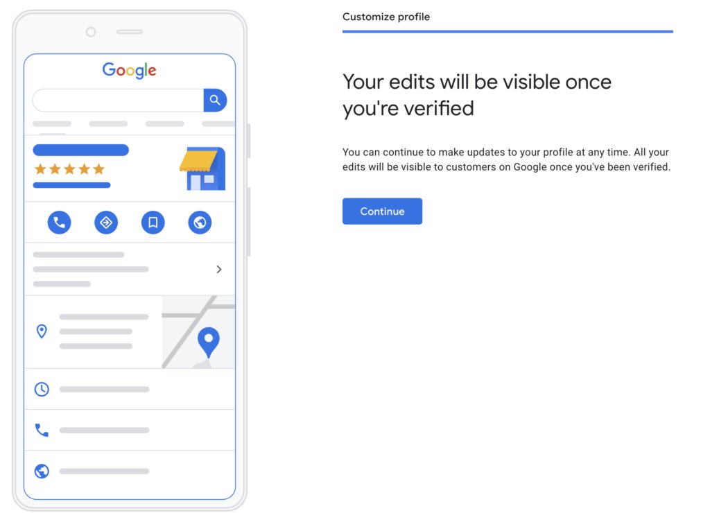 Final step to create a google business profile