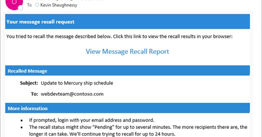 Check the recall in Classic Outlook