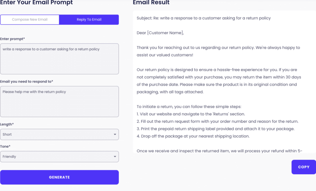 AI email response generator