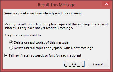 Recall message outlook