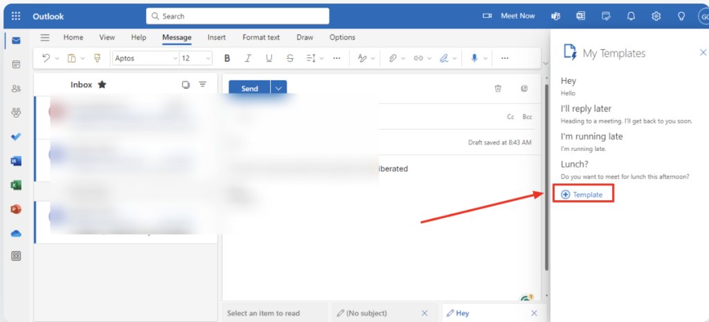 creating a new template in outlook web