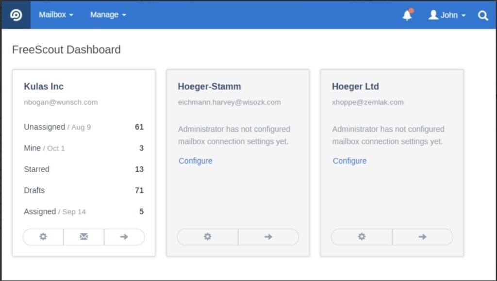 FreeScout dashboard