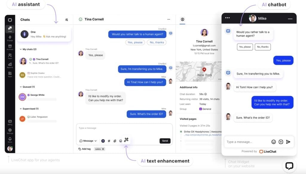 LiveChat's integrated chat solution