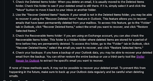 Tips from a Reddit user to recover accidentally deleted Outlook email