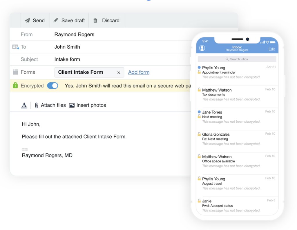 Hushmail’s interface across devices
