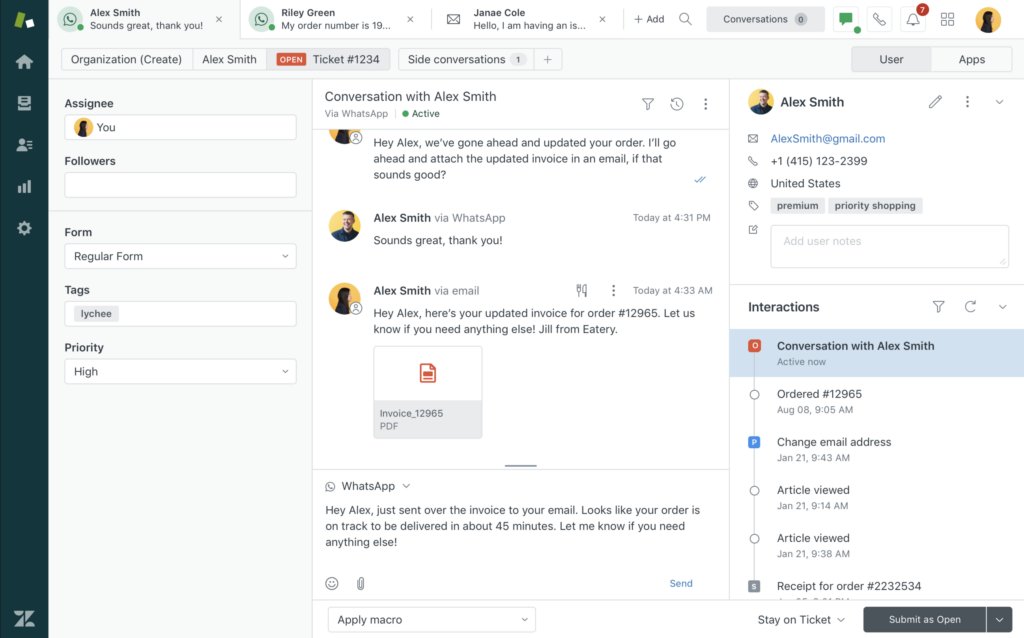 Zendesk Agent Workspace for collaborating on emails