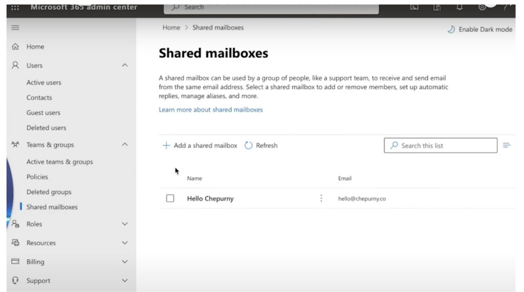 Navigate to shared mailboxes