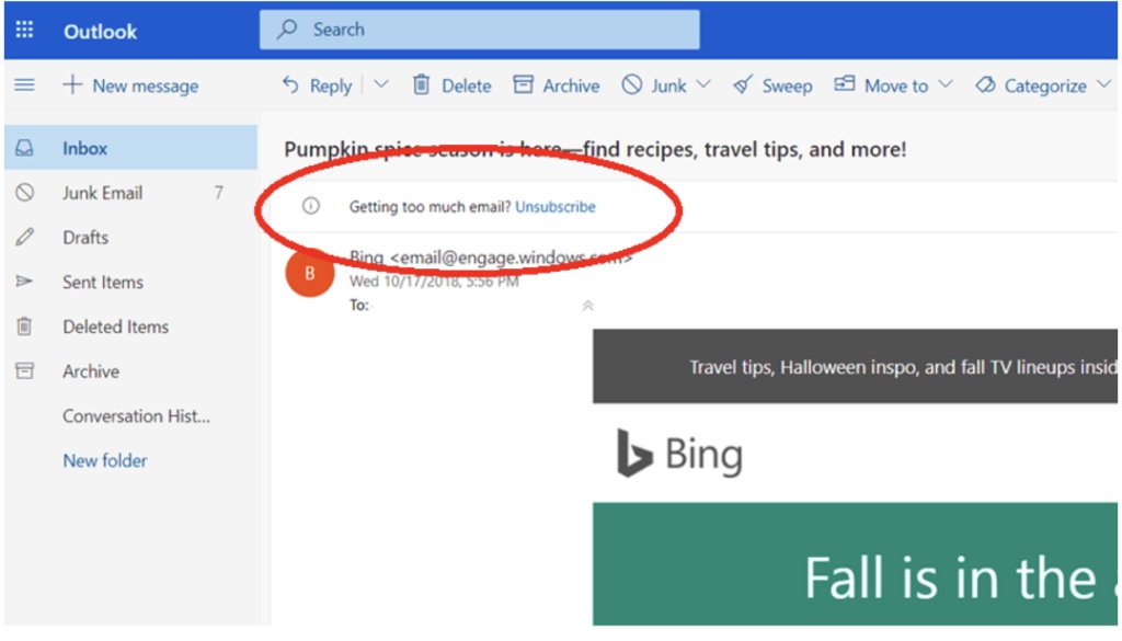 Outlook's Unsubscribe Feature