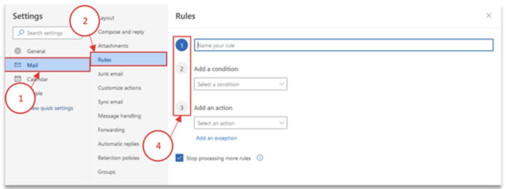 Rules and automation in Outlook shared mailbox