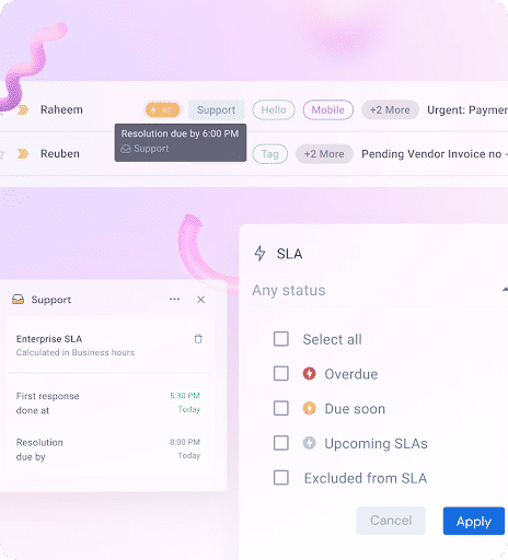 Address customer conversations timely with SLA-based reminders
