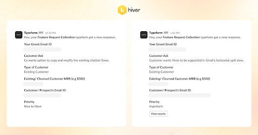 Hiver’s feedback request template 