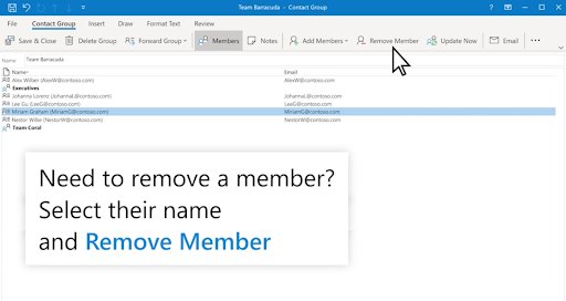 Removing member from contact group