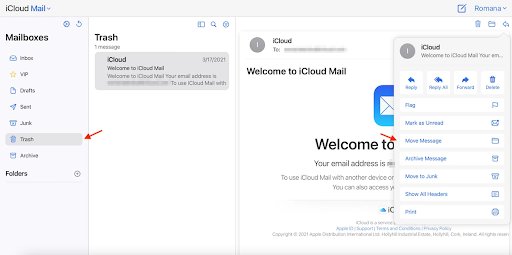 Recovering deleted emails from iCloud