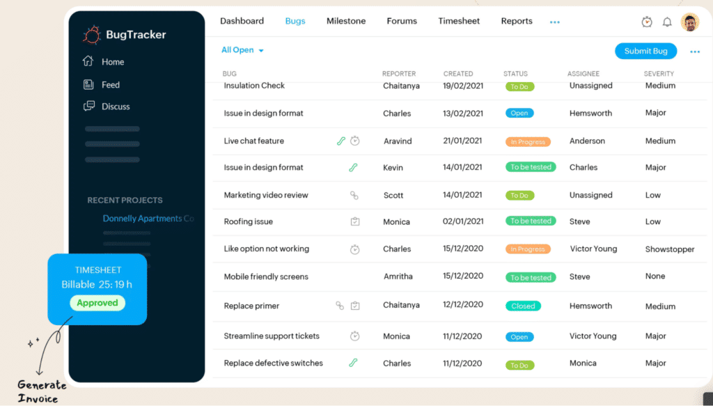 Zoho BugTracker 