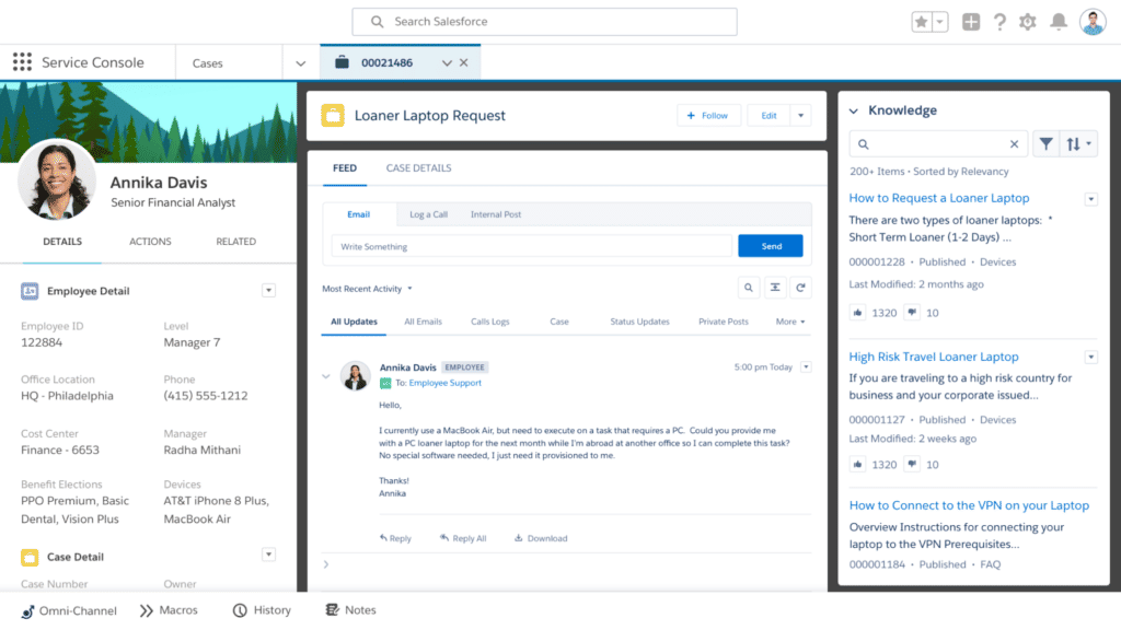 Salesforce Service Hub UI