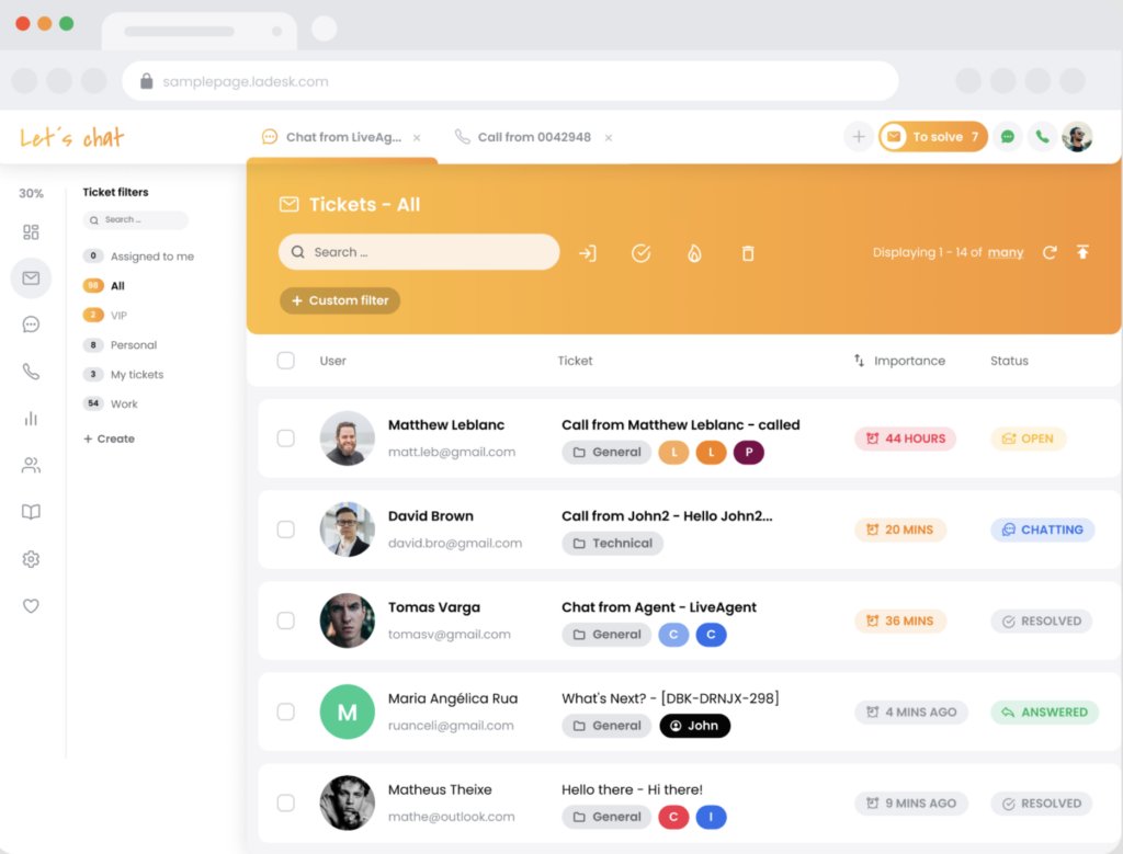 LiveAgent Dashboard