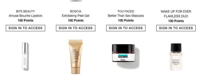 Sephora’s Insider Program allows customers to redeem their reward points by choosing a product of their liking.