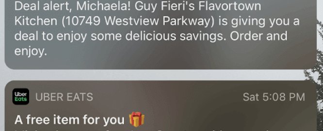 Uber Eats leverages personalized messaging to increase customer engagement.