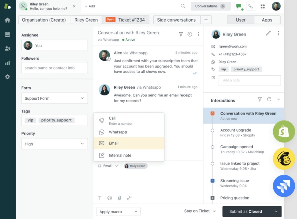 Zendesk’s UI