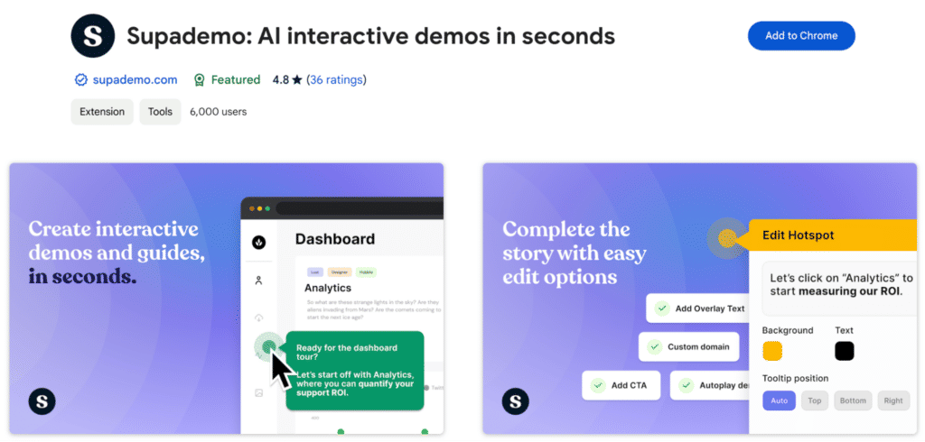 Screengrab of Supademo Chrome Web Store 
