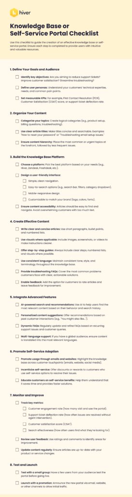 A comprehensive checklist for ensuring your self-service and knowledge base are effective