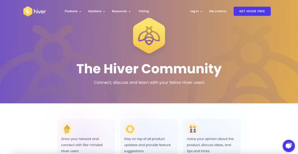 Users can connect, share ideas, and engage with one another in Hiver's Community