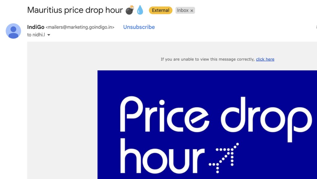 Indigo: Mauritius price drop hour