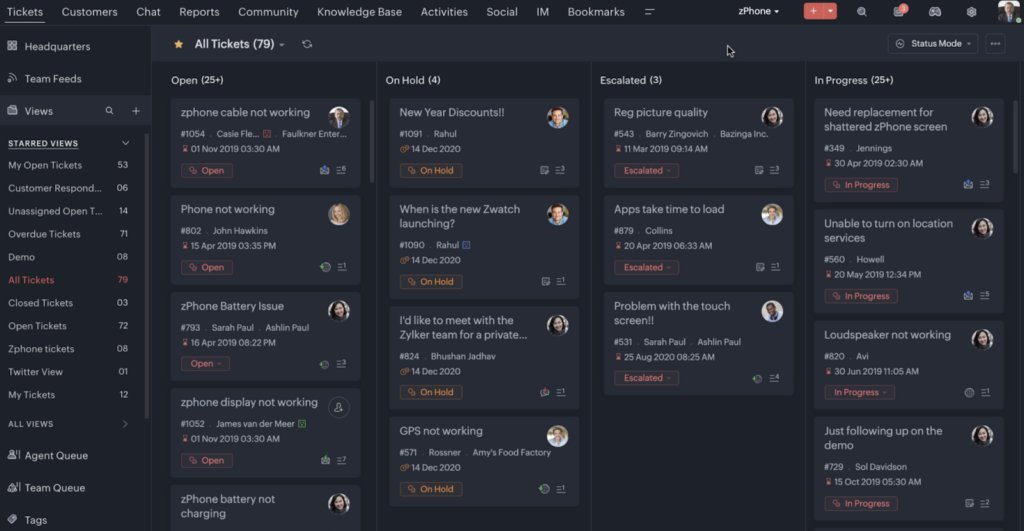 Zoho Desk's User Interface