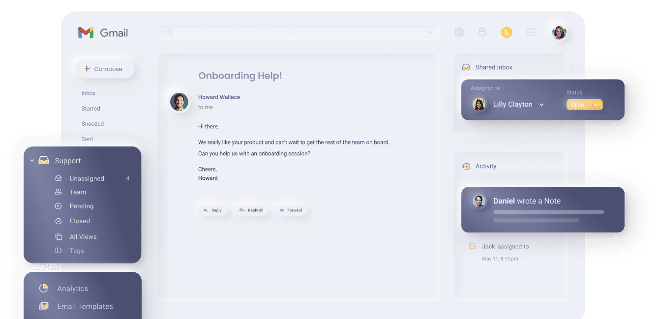 Hiver, the perfect gmail team collaboration tool