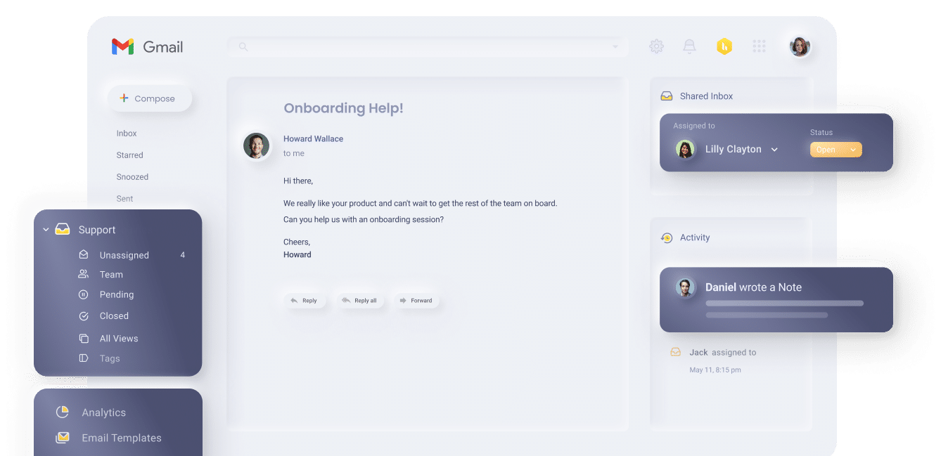 Hiver, the perfect gmail team collaboration tool